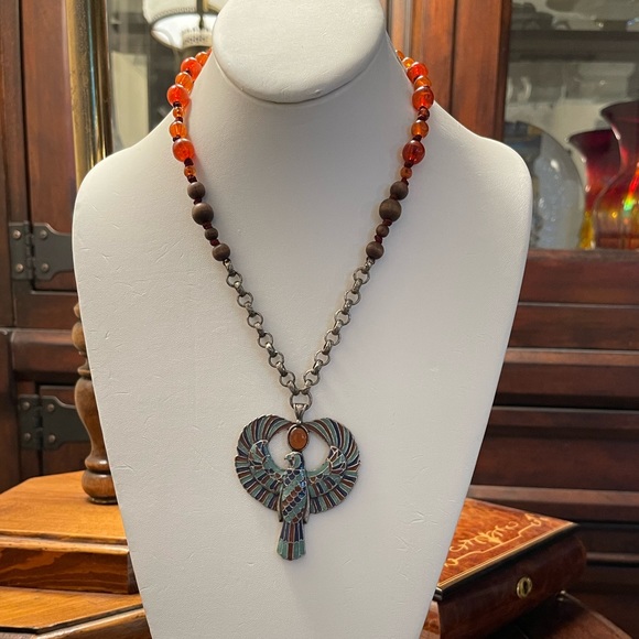 Egyptian revival god of the sky Falcon of Horus necklace - Picture 5 of 9